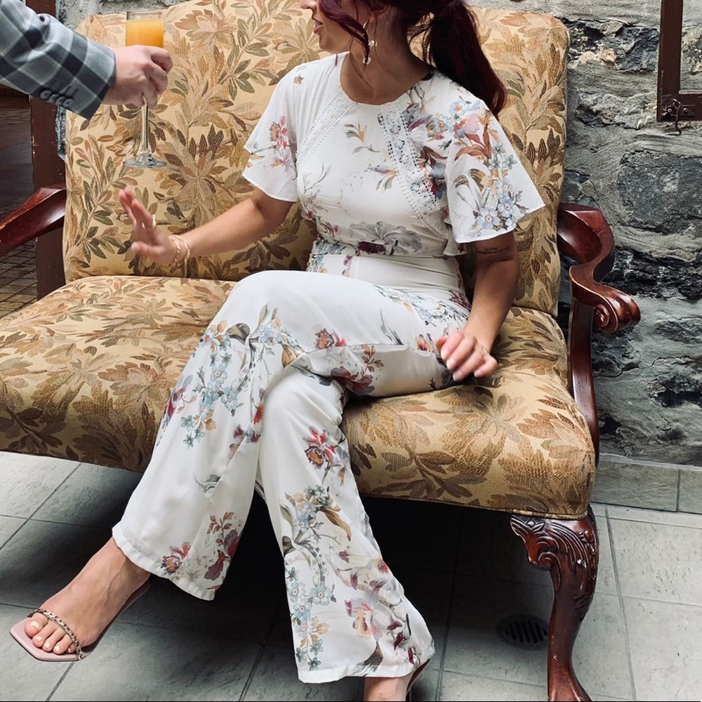 Open back floral jumpsuit
